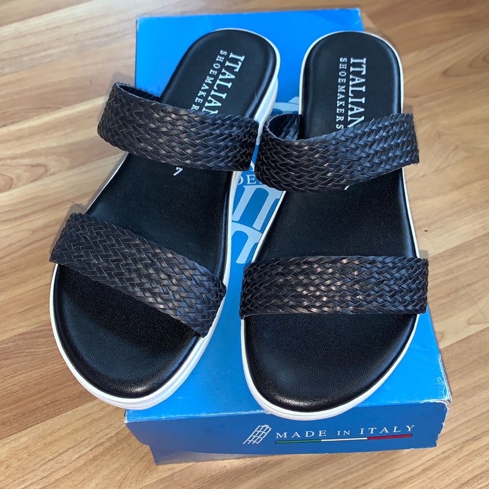 Italian shoemaker | black braided leather upper sandals size 7